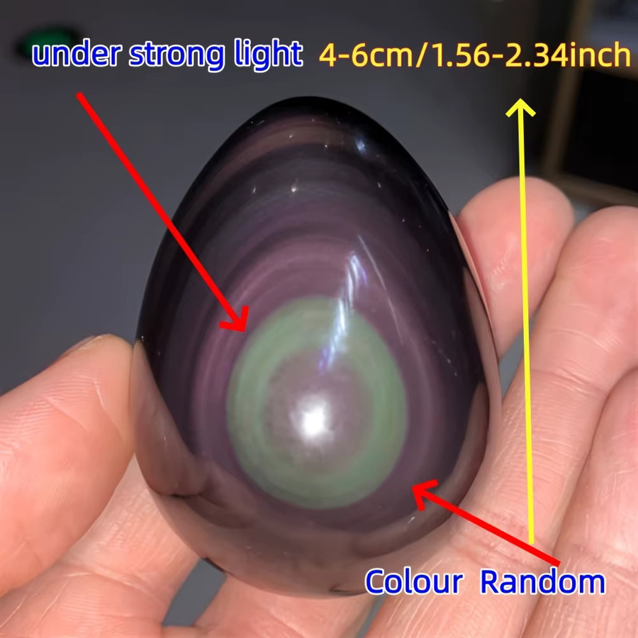 CrystalHola Regenbogen-Obsidian-Kristall in eiförmiger Form, multicolor, polierter Stein zur Heimdekoration - Bild 4