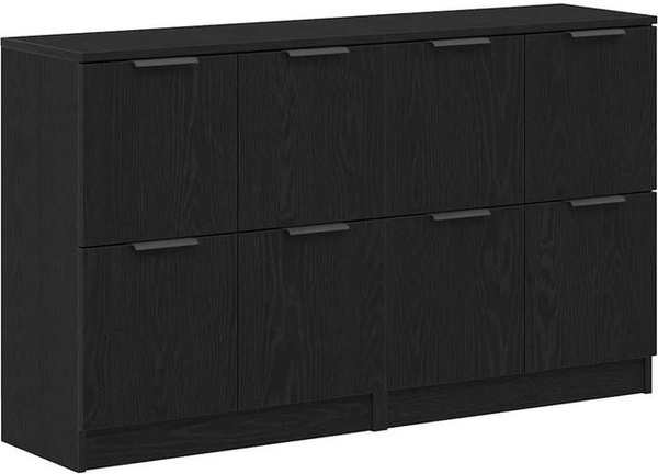 vidaXL Anrichte in Schwarz und Eichen-Optik, modernes Sideboard aus Holzwerkstoff, B/T/H: 180 x 30 x 70 cm