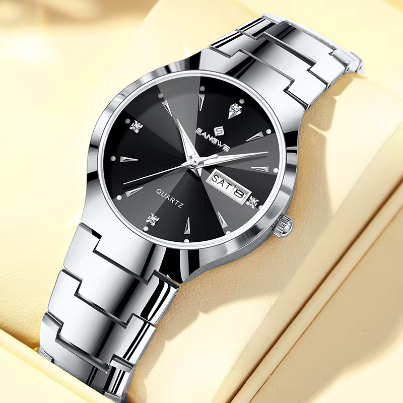 BANGWEI Armbanduhr Quarz, Chronograph, Edelstahl, Schwarz, Silber, Damen - Bild 6