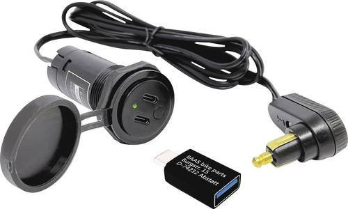 BAAS USB22 Tankrucksack-Kabel mit 2 USB-C-Anschlüssen und 1 USB-A Adapter in Schwarz - Bild 1