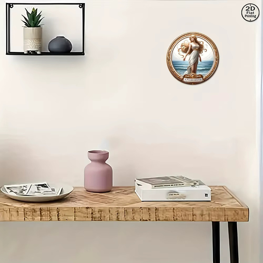 Retro-Wandkunst aus Metall CIFBUY Aphrodite-Dekor rund, Mehrfarbig, Durchmesser: 20,32 cm - Bild 3