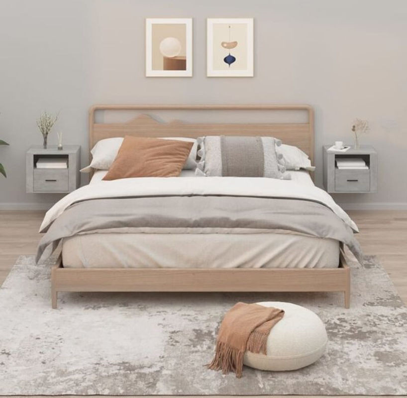 Vidaxl Wand-Nachttische 2er-Set aus Holzwerkstoff in Grau, B/H/T: 50 x 36 x 40 cm - Bild 1