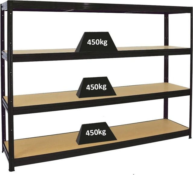 PROREGAL Schwerlastregal Dino Schwarz mit MDF-Holzböden, B/T/H: 180 x 60 x 240 cm - Bild 1