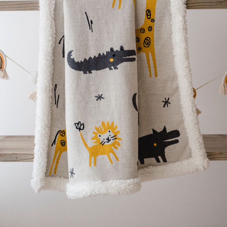 Kaiser Babydecke Zoo Winter in Strickoptik mit kuschelweichem Teddyfleece, Farbe: Multicolour/Beige, B x H: 80 x 100 cm - Bild 3