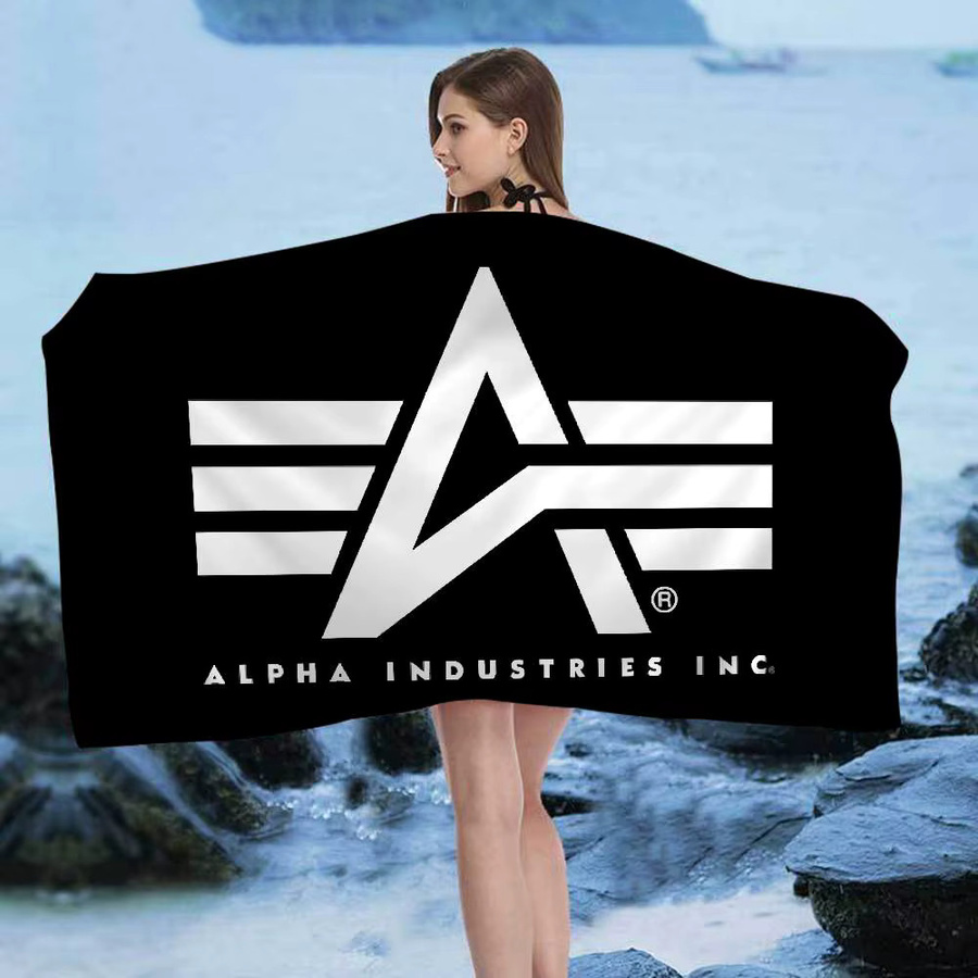 Alpha La Industries Mikrofaser Strandtuch Potdemiel Schwarz Unisex Saugfähig und Weich - Bild 4