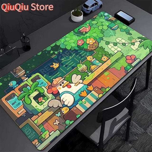 Bandai Mauspad Kawaii Anime Design mit Cartoon Huhn und Grünpflanzen in Grün und Multicolour - Bild 1