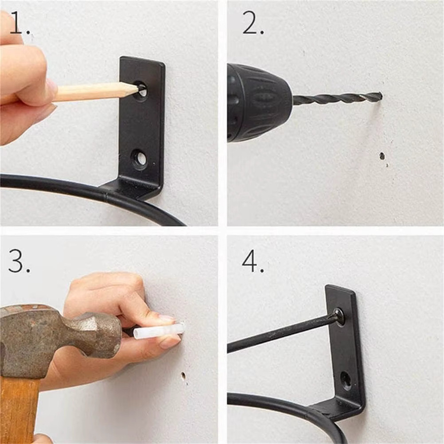 Dekorativer Wand-Pflanzenhalter aus Metall in Schwarz mit Klappring für Blumentöpfe zur Wandmontage im Innenbereich und Garten - Bild 5