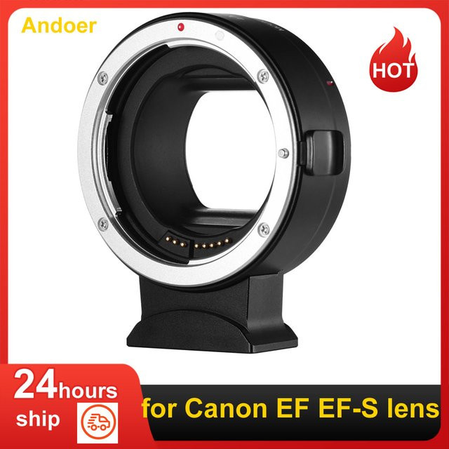 Andoer EF-EOSR Autofokus-Kameraobjektiv-Adapterring mit IS Bild für Canon EF und EF-S Objektive auf Canon EOS R RF-Mount Vollformatkameras, Schwarz - Bild 1