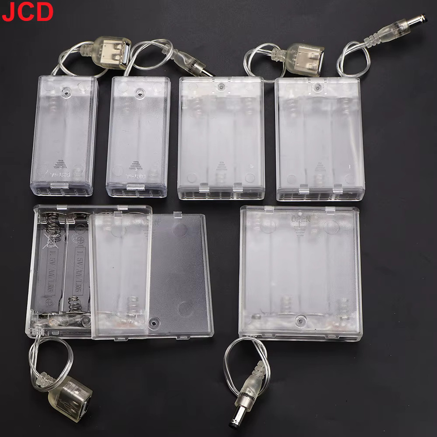 JCD AA Batteriehalter Aufbewahrungsbox mit Abdeckung und EIN/AUS-Schalter, transparent, mit USB-Anschluss und DC5.5*2.5mm Barrel Plug - Bild 3