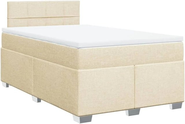 vidaXL Hybrid-Boxspringbett mit Matratze und Taschenfederkern in Creme und Beige, B/T: 120 x 200 cm - Bild 1