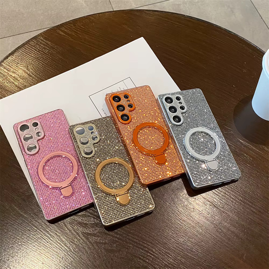 Luxuriöse Bling-Diamanten-Linsenhülle mit Ständer für Samsung Galaxy S26 Ultra S25 S24 S23 Plus FE A57 A07 A56 in Silber - Bild 2