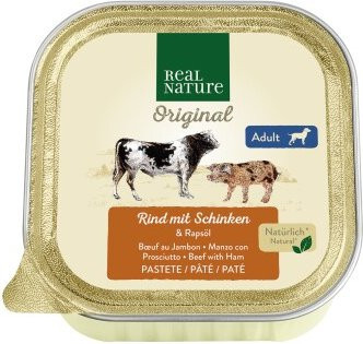 REAL NATURE Nassfutter Hund Adult Rind und Schinken 34 x 100 g - Bild 1