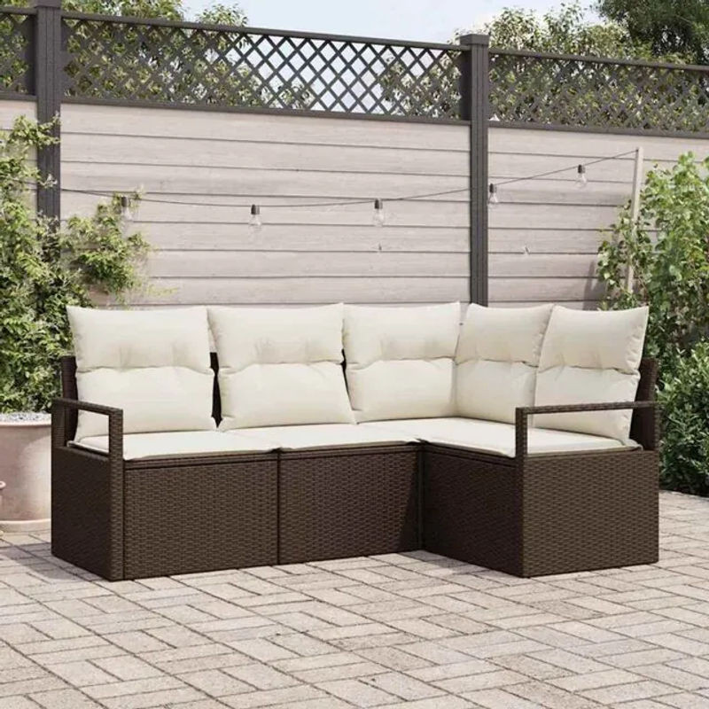 Vidaxl Garten-Sofa-Set aus Polyrattan in Braun mit 4 Teilen und modernen Loungemöbeln - Bild 1
