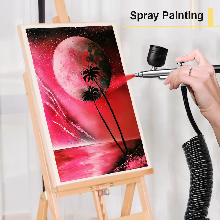 Kabellose Airbrush-Spritzpistole mit Kompressor in Schwarz für Modellbau und Kunsthandwerk - Bild 6
