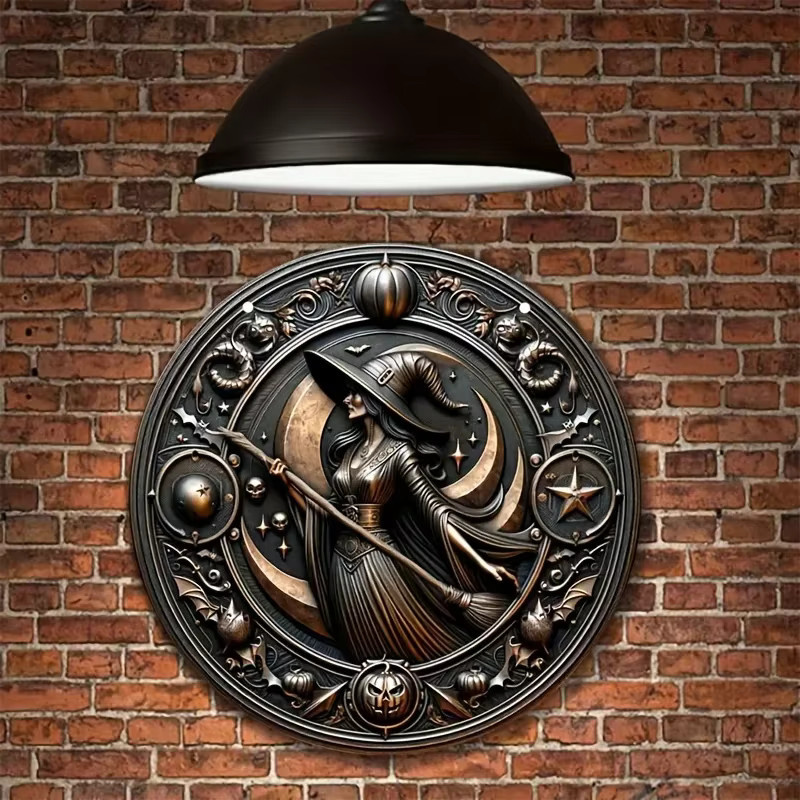 Rundes Halloween Wandschild aus Metall von Potdemiel mit abstraktem Design, Durchmesser: 20 cm - Bild 5