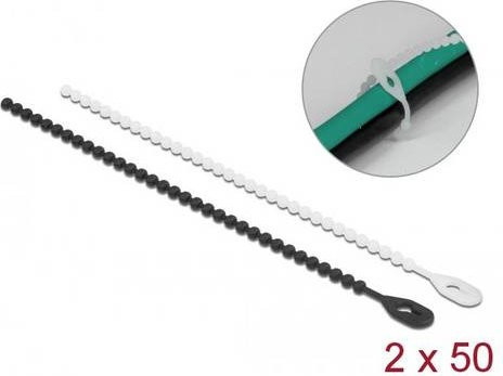 Delock 19507 Kabelbinder aus Kunststoff in Schwarz und Weiß, 100 Stück - Bild 1