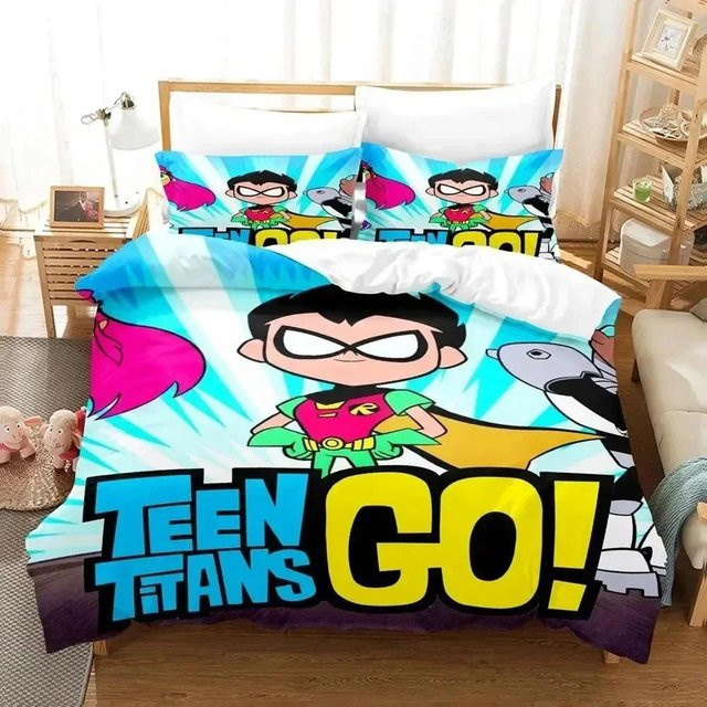 Teen Titans Go Bettwäscheset von Binchi Fitness mit 3D-Druck, Mehrfarbig, B/H: 245 x 210 cm - Bild 1