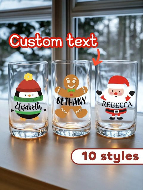 Personalisierte Weihnachts-Kristall-Aufkleber mit Lebkuchen-Weihnachtsmann Motiv, wasserfeste DIY-Dekoration für Glas und PET-Tassen, 10 verschiedene Stile in Mehrfarbig - Bild 1