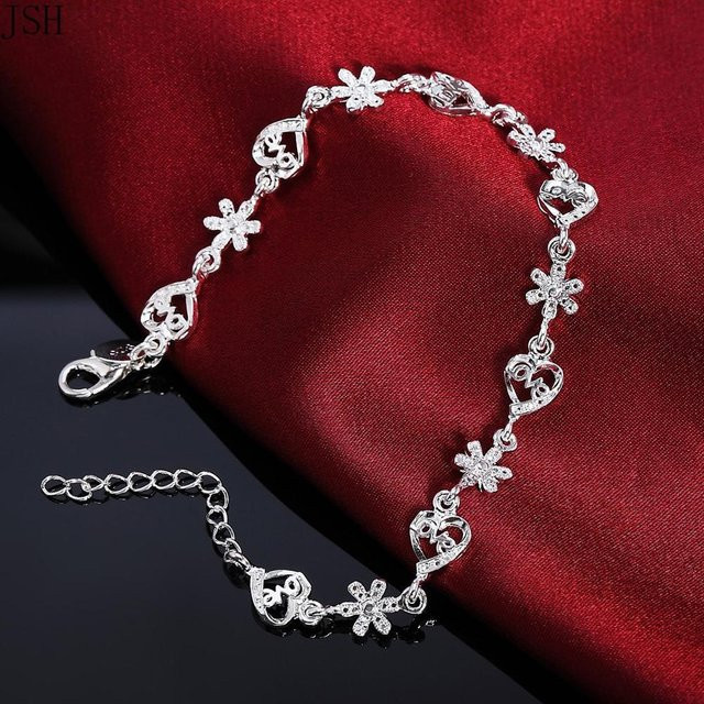 Armband 925 Silber, Herz, Schwarz, Damen - Bild 1