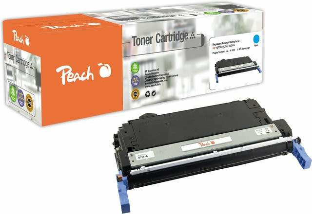 Peach HP 503 AC Toner Cartridge Cyan, wiederaufbereitet, ersetzt HP No. 503A C und Q7581A, passend für HP Color LaserJet 3800, 3800 DN und 3800 DTN - Bild 1
