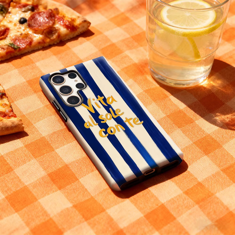 Vita Al Sole Con Te Handyhülle für Samsung Galaxy S25 Ultra, S24 und S23 Ultra Plus in Blau mit glänzender doppellagiger Rückseite - Bild 3