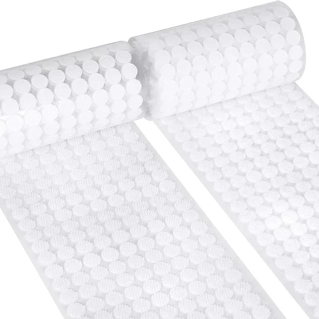 100 Paar JING-J Klettverschluss Punkte aus Nylon mit selbstklebender Rückseite, runde Haken und Schlaufen für Schule und Büro, Farben: Schwarz und Weiß, Durchmesser: 10 mm, 15 mm oder 20 mm - Bild 1