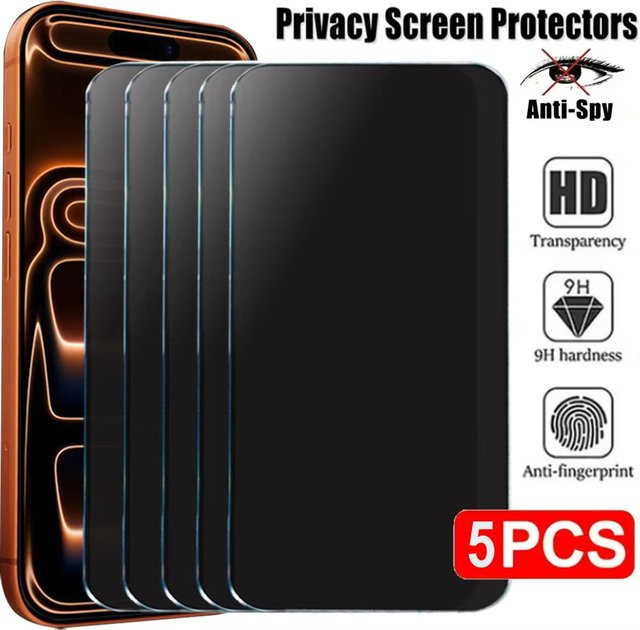 5 Stück Amour Brave Blickschutz-Displayschutzfolien aus gehärtetem Glas für iPhone 17 Pro 16 15 14 13 12 11 Pro Max Plus und iPhone Air 17e 16e Anti-Spy - Bild 1