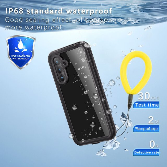 Shellbox IP68 wasserdichte Hülle für Samsung Galaxy A55, A56, A16 und A54 mit Lanyard für Outdoor, Schwimmen und Tauchen, Ganzkörperschutz, Schwarz - Bild 1