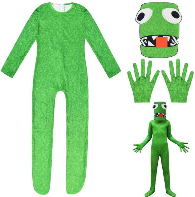 HHYRCOS Grünes Monster Regenbogen-Freunde Cosplay-Kostüm Komplettset, Grün, Plüsch / Textil - Bild 1
