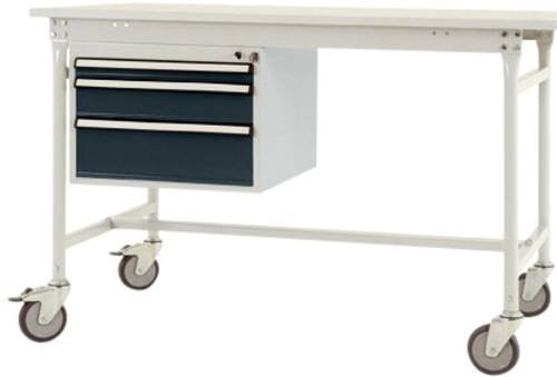 Manuflex Mobiler Gehäuse-Unterbau ZB4682.7016 mit 3 Schubfächern in Anthrazit RAL 7016 für Tischtiefe 800 mm - Bild 1