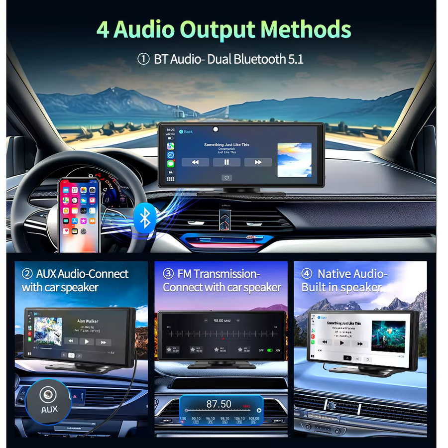 Imagebon E64 Android 13 Dashcam mit 10,26 Zoll Display, 8-Kern Prozessor, 4GB RAM + 64GB Speicher, Wireless CarPlay, Android Auto, Split Screen, Netflix, Google Play und GPS in Schwarz - Bild 3