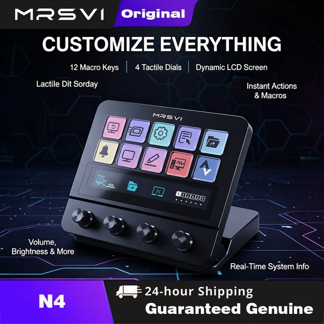 MRSVI N4 Programmierbare Makro-Mini-Tastatur in Schwarz als Gaming Keyboard und Schreibtisch-Controller - Bild 1