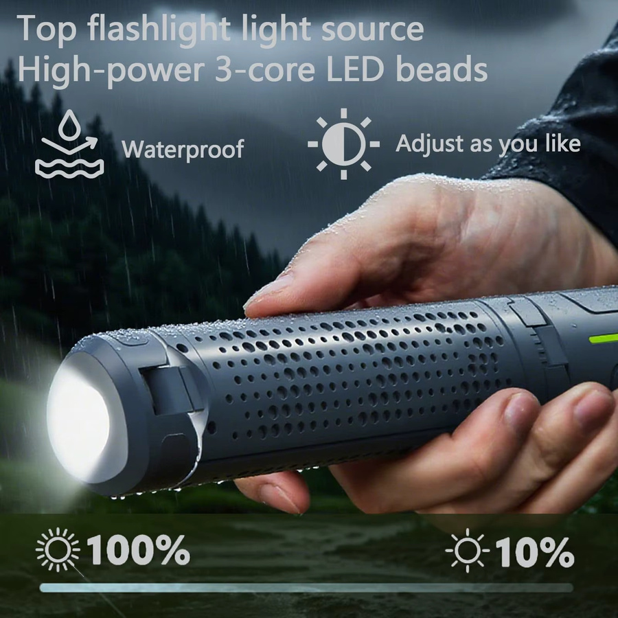 BALDR Klappbare Campingleuchte mit 8000 mAh Akku, USB wiederaufladbare LED Teleskoplaterne in Grau mit Powerbank-Funktion und wasserdichtem Design für den Garten und Außenbereich - Bild 5