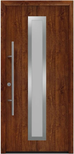 EcoStar Haustür Isopro Secur IPS 700S mit Glaseinsatz, Farbe Dark Oak, B: 110 cm, H: 210 cm, DIN Links - Bild 1