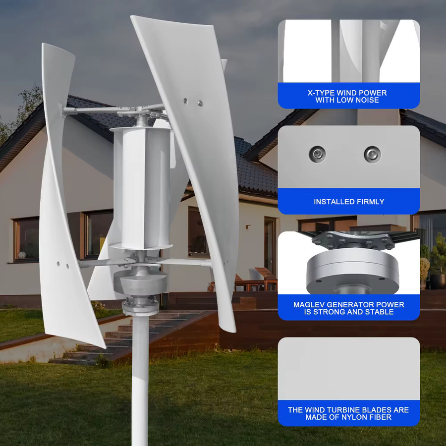 SMARAAD Vertikale Windturbine 3000W für Haushalt in Weiß mit Laderegler (12V/24V/48V/220V) - Bild 2