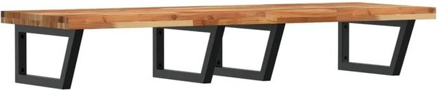 vidaXL Waschbeckenregal zur Wandmontage aus Stahl und geöltem Akazienholz in Schwarz und Braun - Bild 1