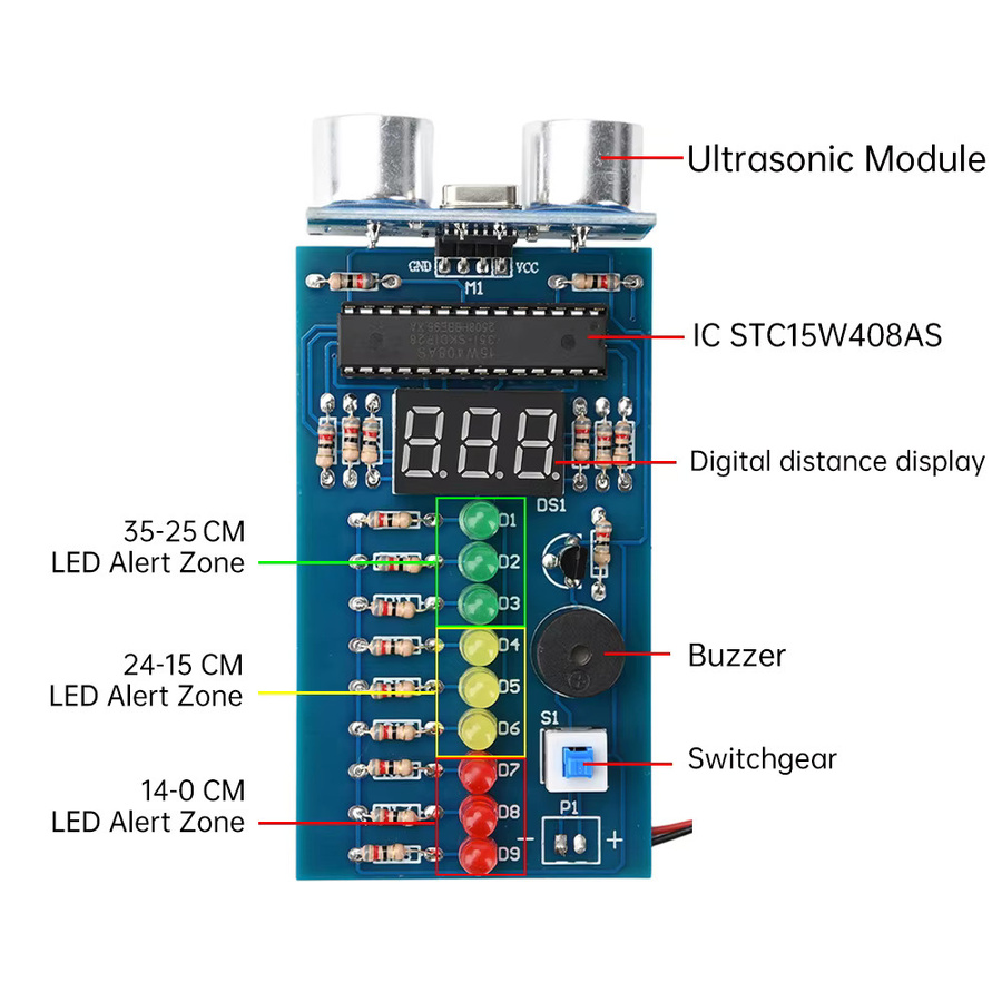Gaqqee Ultraschall-Abstandssensor DIY-Kit zur Entfernungsmessung mit 4,5–6V Spannung - Bild 3