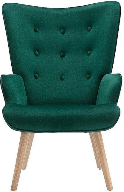 Vente-unique Sessel Vately mit gerader Rückenlehne aus Samt in Tannengrün, Höhe: 69 cm - Bild 1