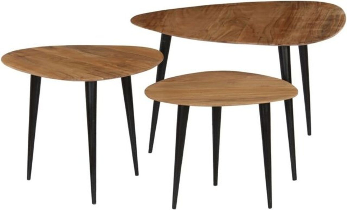 3-tlg. Couchtisch-Set aus Massivholz Akazie in Braun von VIDAXL im Retro- und Modern-Design - Bild 1