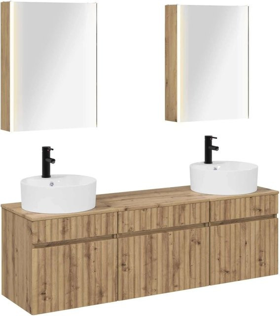 vidaXL Badezimmerschrank-Set 5-teilig Artisan-Eiche, modern, braun, B/T/H: 53 x 15,5 x 70 cm - Bild 1