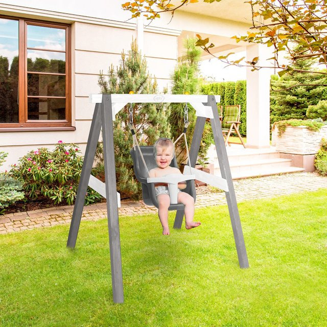 AXI Babyschaukel aus Hemlock-Holz in Grau und Weiß, B/T/H: 120 x 103 x 134 cm - Bild 1