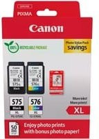 Canon Photo Value Pack PG-575XL und CL-576XL Tintenpatronen mit Fotopapier Set in Schwarz und Multicolor - Bild 1