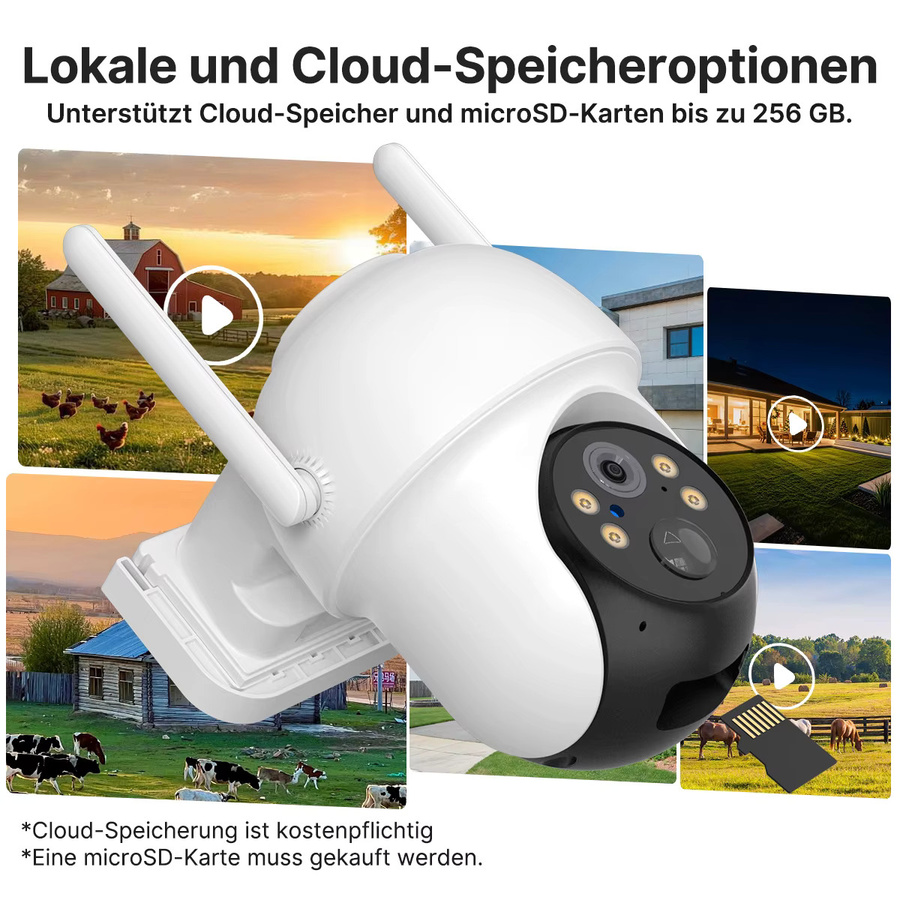 WONSDAR WLAN-Akku-PTZ-Kamera für den Außenbereich, kabellose Solar-IP-HD-Videoüberwachungskamera mit Personenerkennung und Echtzeit-Alarm in Weiß (ICSee) - Bild 7