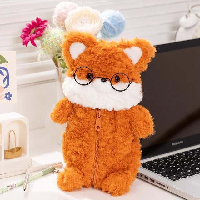 MARKET-3 Fuchs Federmäppchen aus Plüsch in Orange, Breite: 23 cm - Bild 1