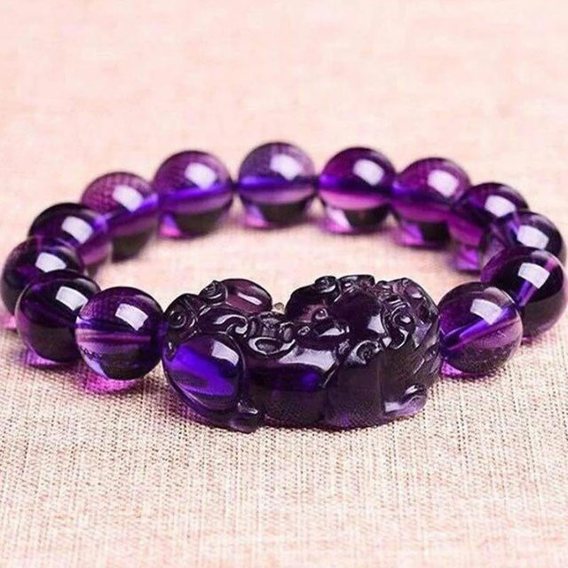 Amethyst-Armband Pixiu, lila, Unisex, 14mm - Bild 1