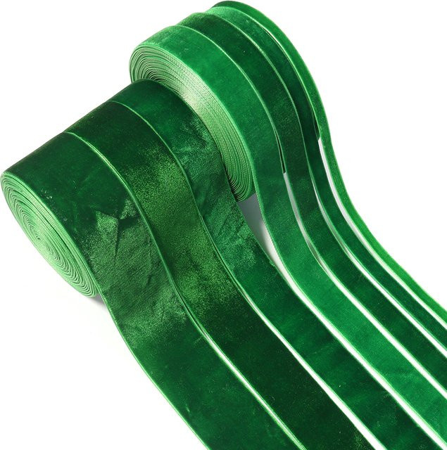 Dunkelgrünes Samtband für Weihnachtsdekoration und DIY-Geschenkverpackungen, Breite: 6 mm bis 38 mm - Bild 1