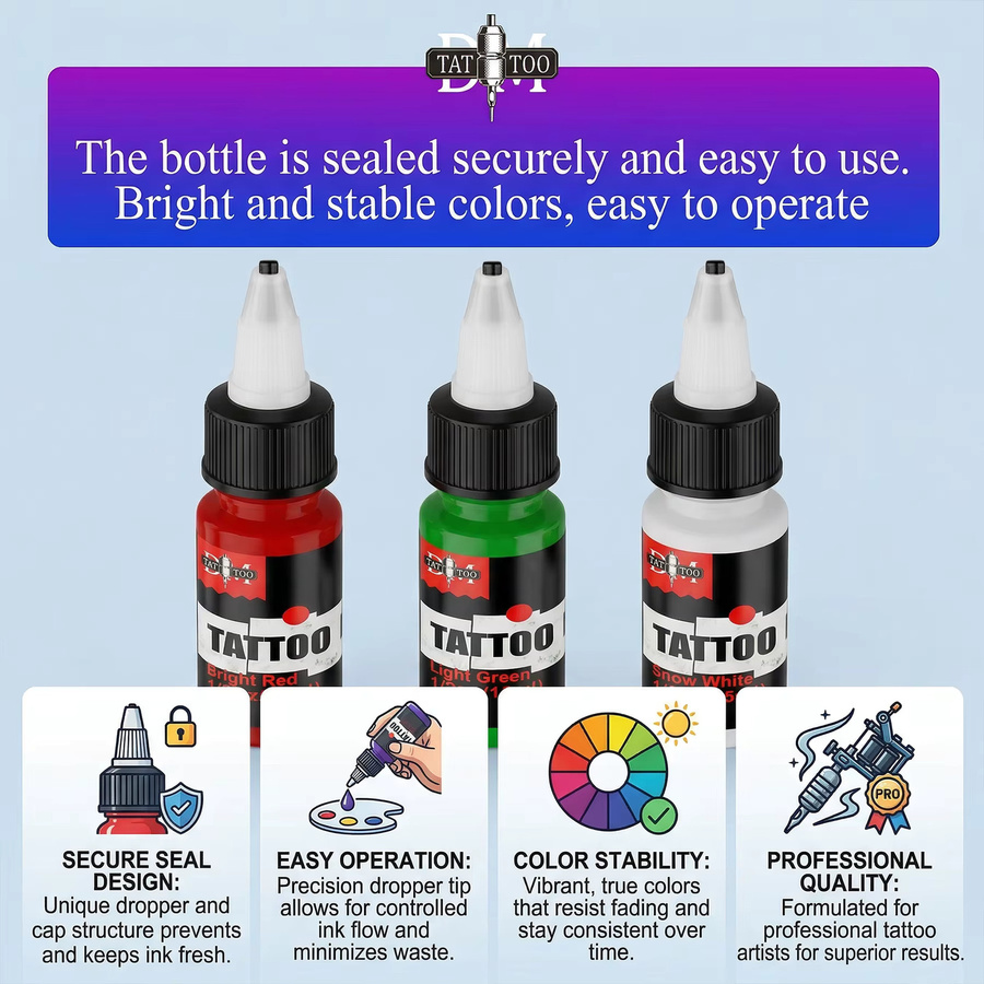 DMTATTOO Tattoo-Tinte, 15 ml, 7 Farben, Unisex - Bild 3