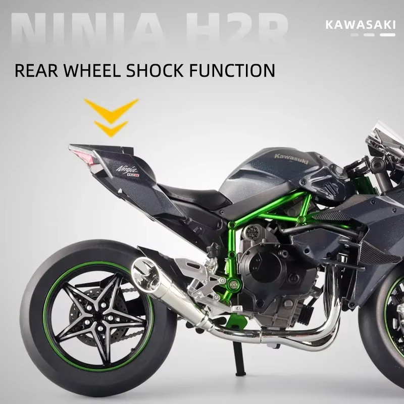 Kawasuki Ninja H2R H2, Motorrad Modell, 1:9, Metall, mit Sound und Licht - Bild 5