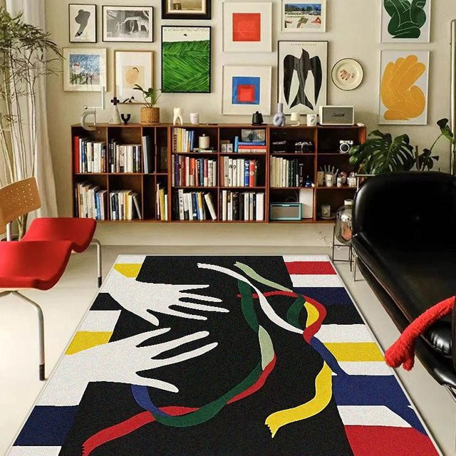 Abstrakter kreativer Teppich von JGJG in Mehrfarbig, modern und geometrisch, rutschfest und waschbar, B/T: 80 x 120 cm - Bild 1