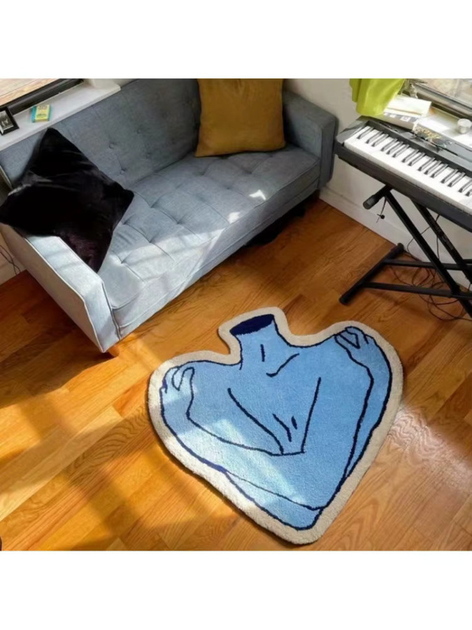 VIKAMA Kreativteppich Modern Blau Rechteckig für Wohnzimmer, Schlafzimmer und Flur - Bild 5